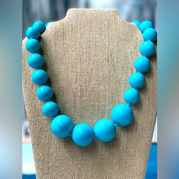 VTG KJL KENNETH JAY LANE Turquoise Graduated Beaded Statement Necklace - Picture 1 of 8